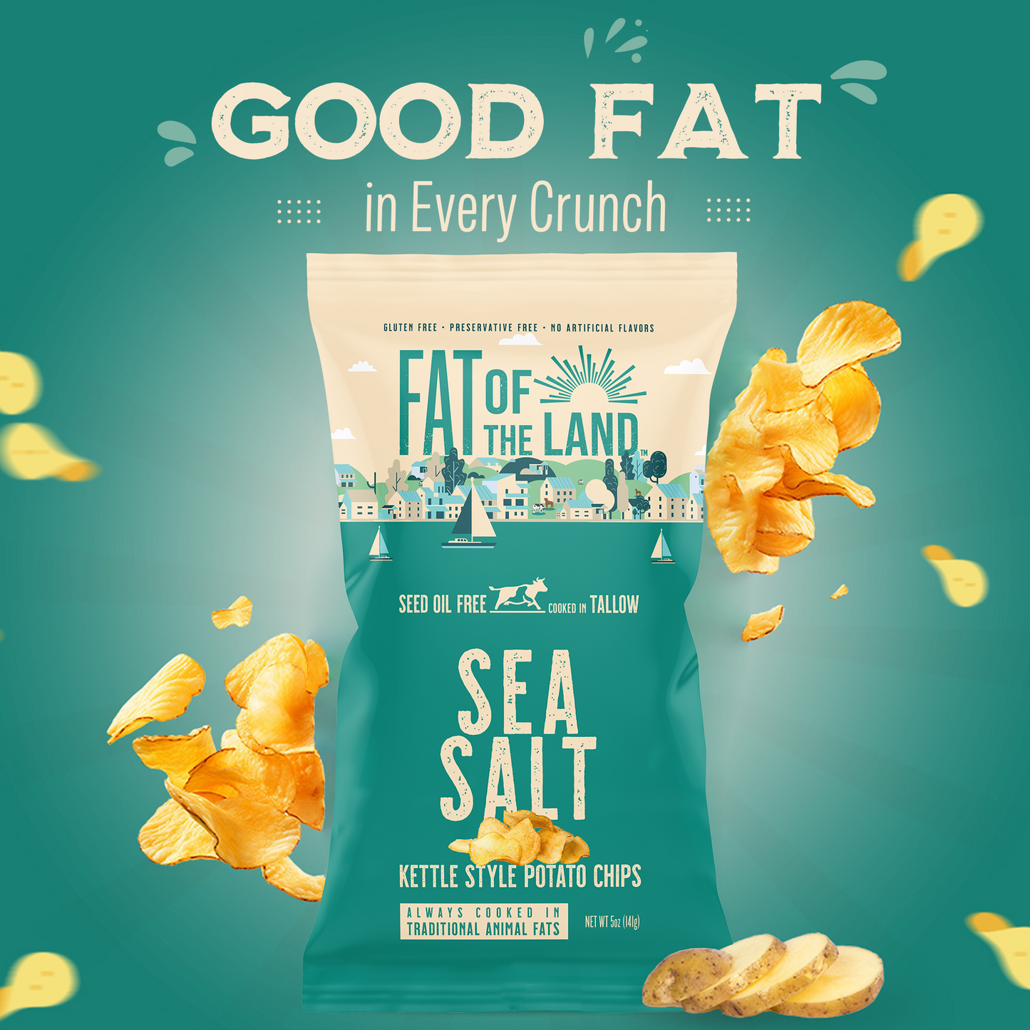 Simple Sea Salt Tallow-Cooked Chips- 4 Pack