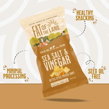 Salt & Vinegar Tallow-Cooked Chips- 4 Pack