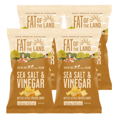 Salt & Vinegar Tallow-Cooked Chips- 4 Pack
