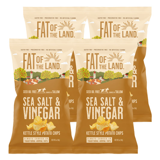 Salt & Vinegar Tallow-Cooked Chips- 4 Pack